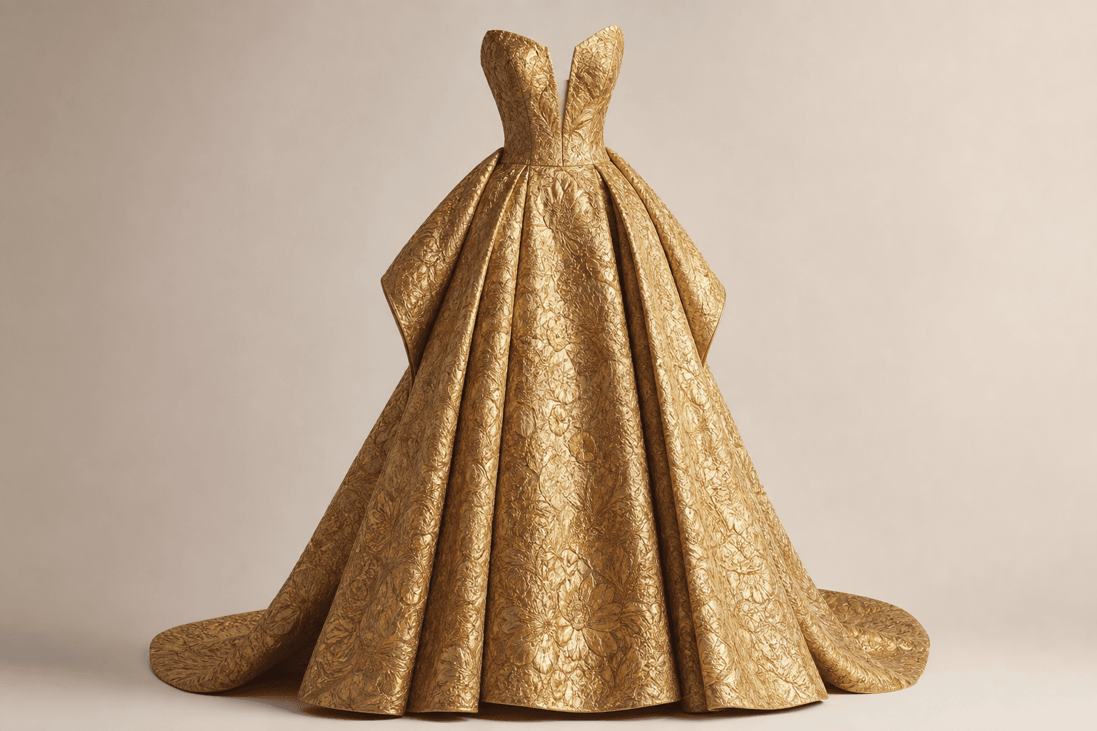 Gold Brocade Couture Ball Gown