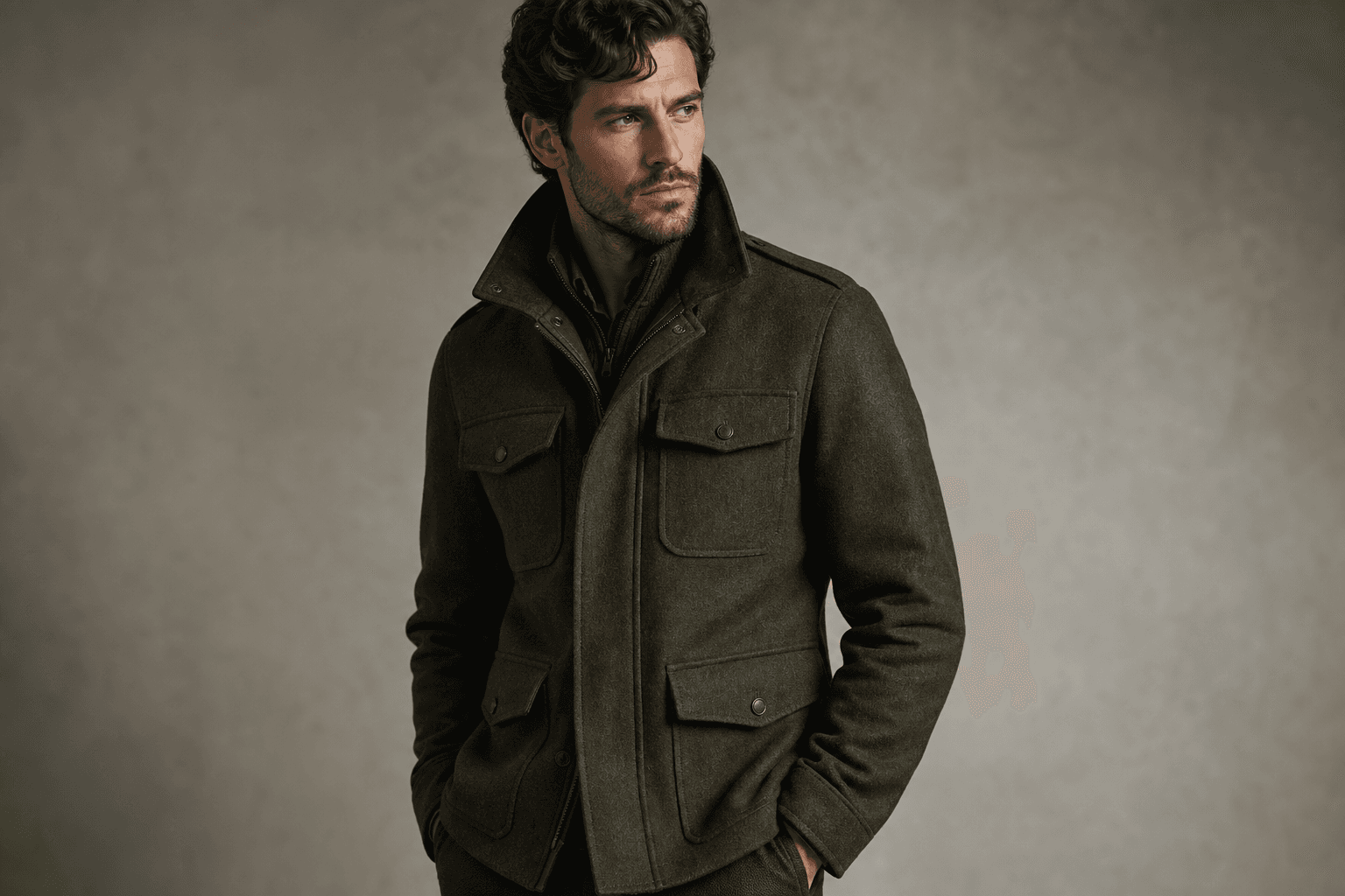 Olive Wool Field Jacket