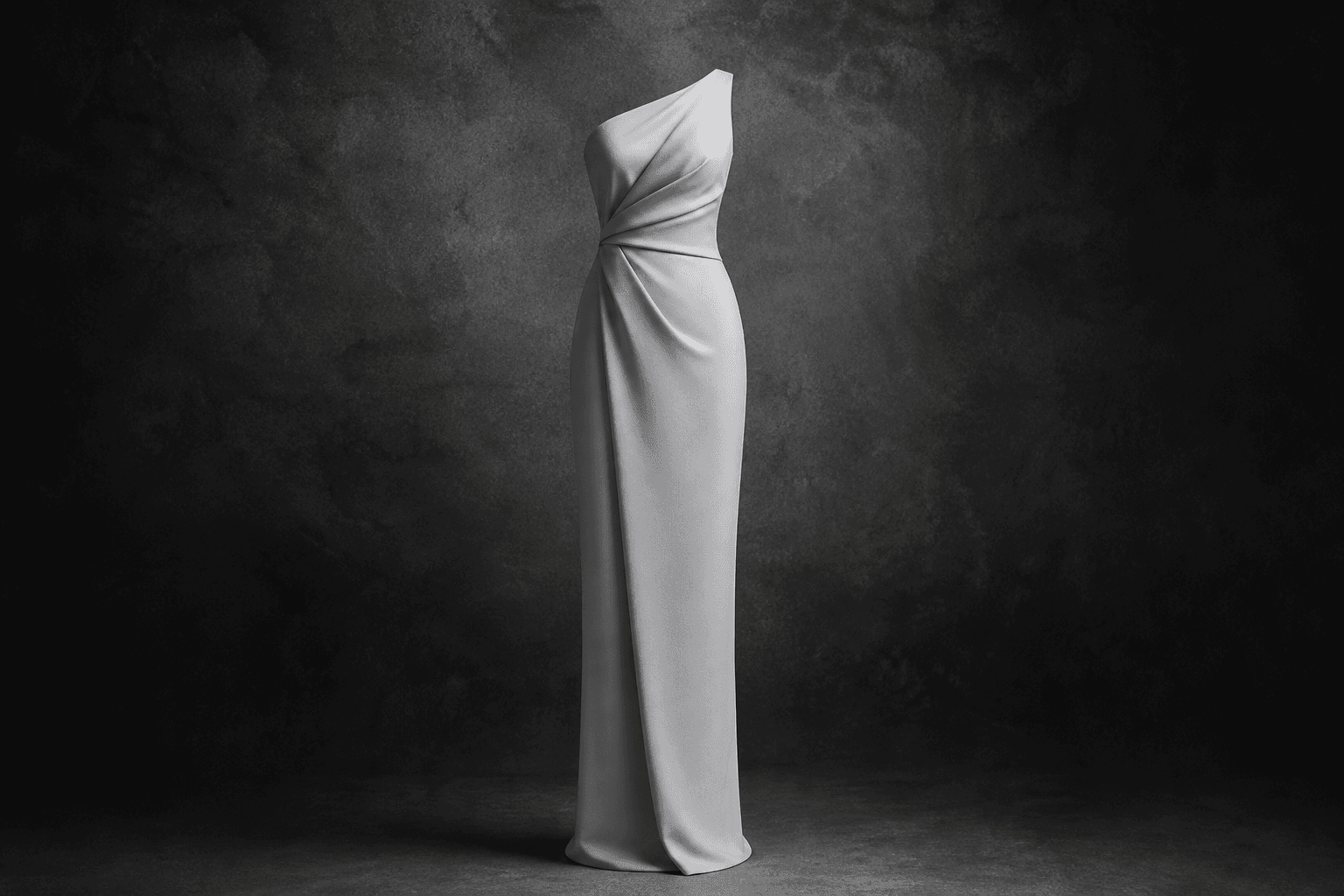 Platinum Crepe Couture Column Gown