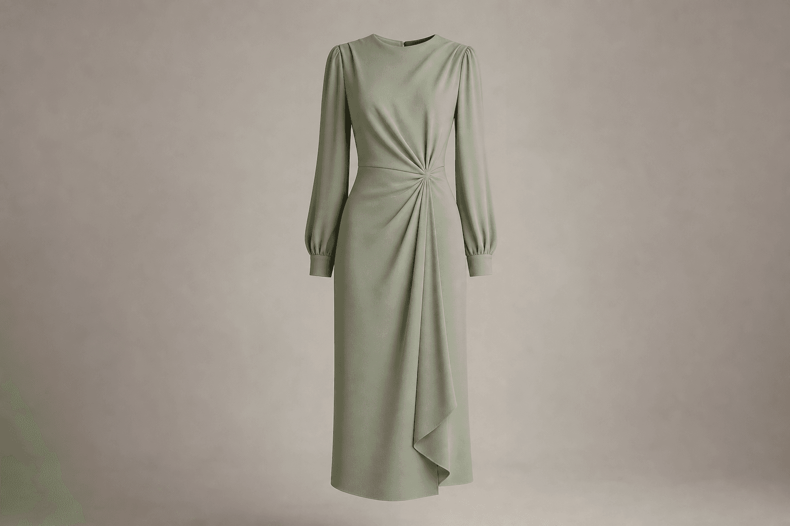 Sage Crepe Midi Dress